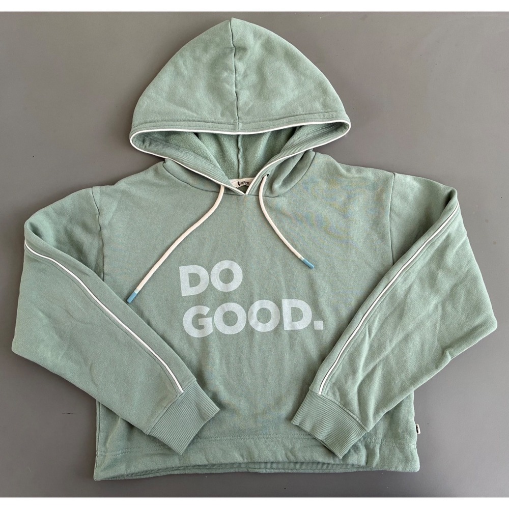 Cotopaxi Do Good Cropped Hoodie Sage Green Organic Cotton Sweatshirt Womens M